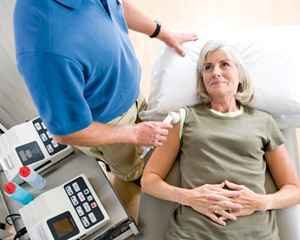 Woman receiving therapy and ultrasound